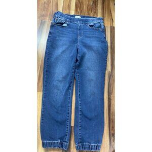 Nicole Miller Sz 12 Soho High Rise Jogger Pull On Stretch Elastic Hem Jeans